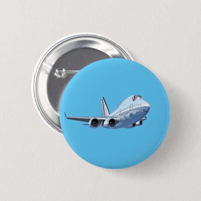 Cartoon plane 6 cm round badge (Front & Back)