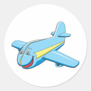 Cartoon plane classic round sticker
