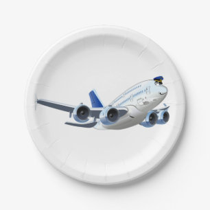 Cartoon plane paper plate