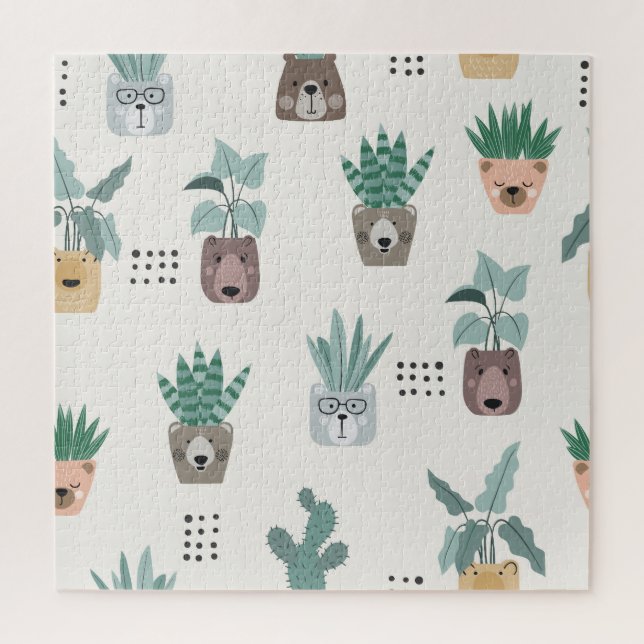 Cartoon Plants: Bear Face Seamless Jigsaw Puzzle (Vertical)