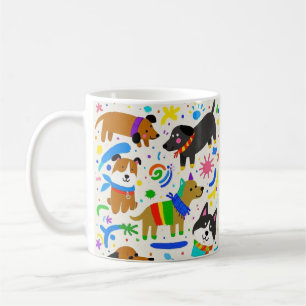 Cartoon playful puppies coffee mug