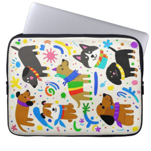 Cartoon playful puppies  laptop sleeve