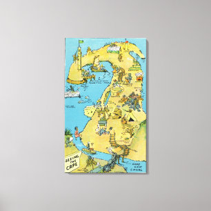 Cartoon Points of Interest on Cape Cod Canvas Print