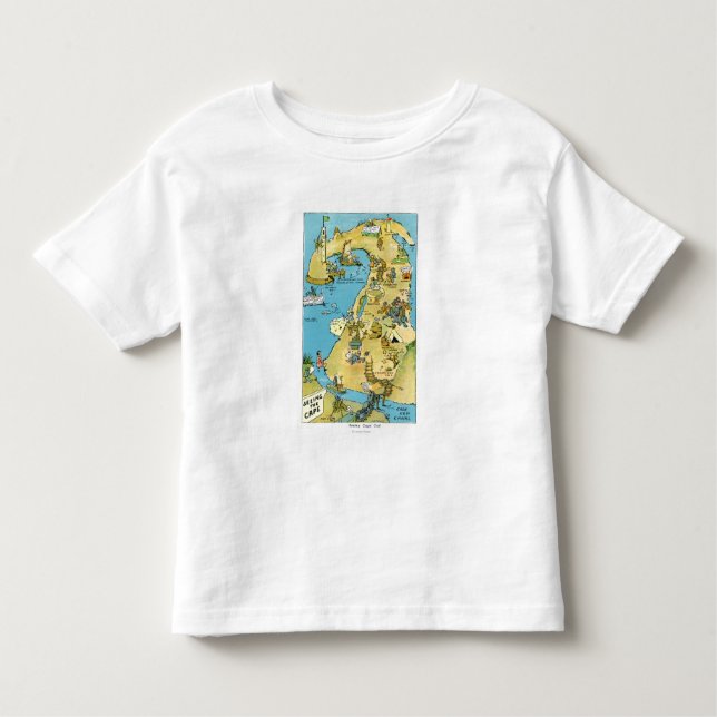 Cartoon Points of Interest on Cape Cod Toddler T-Shirt (Front)