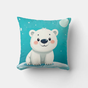 💙 Cartoon Polar Bear Cosy Blue Decor Gift ✨ Cushion