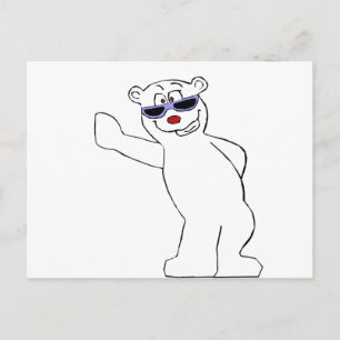 Cartoon Polar Bear With Cool Shades Postcard
