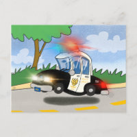 Cartoon Police Car with Flashing Lights