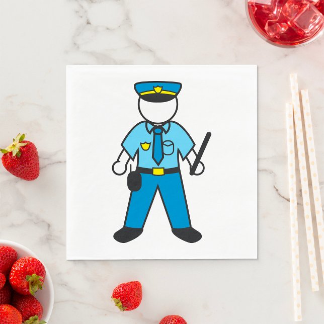 Cartoon Police Officer Fun Law Enforcement  Napkin (Creator Uploaded)