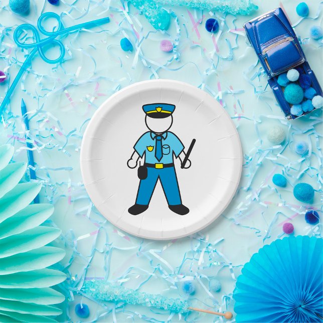Cartoon Police Officer Fun Law Enforcement  Paper Plate (Creator Uploaded)