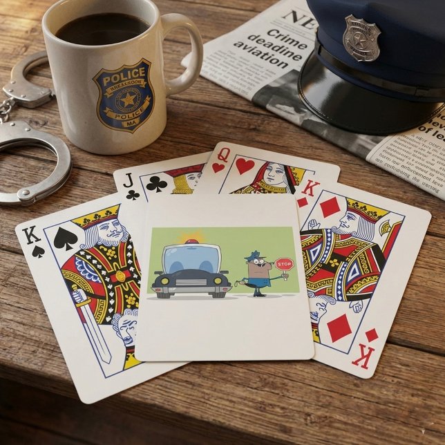 Cartoon Police Officer Stop Sign Playing Cards (Creator Uploaded)