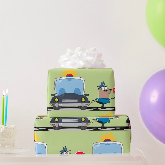 Cartoon Police Officer Wrapping Paper (Creator Uploaded)
