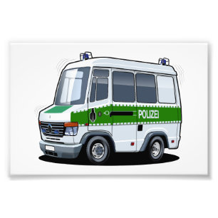 Cartoon Police Van Photo Print