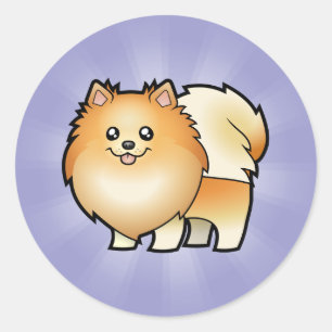 Cartoon Pomeranian Classic Round Sticker