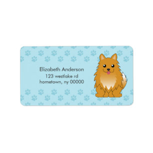 Cartoon Pomeranian Puppy Label
