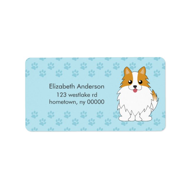Cartoon Pomeranian Puppy Label (Front)