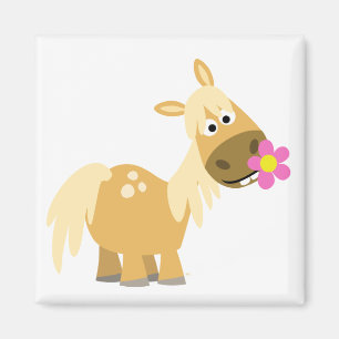 Cartoon Pony and Flower magnet