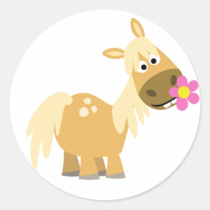 Cartoon Pony and Flower sticker