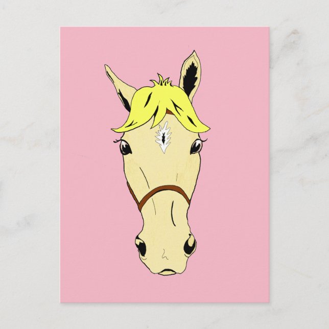 Cartoon Pony on Pink Postcard (Front)