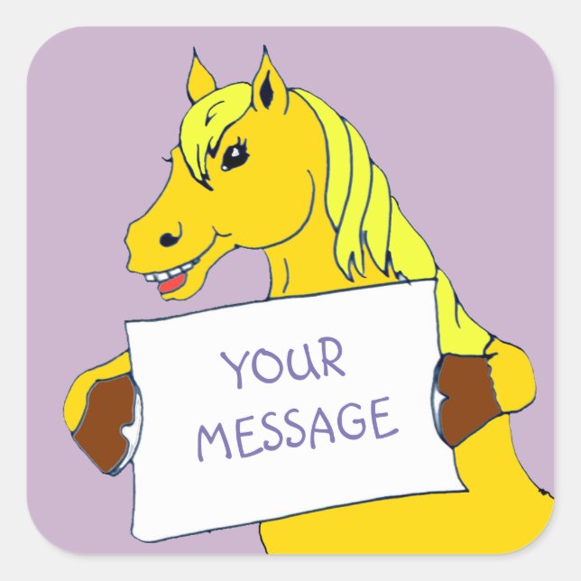 Cartoon Pony with Message Square Sticker (Front)