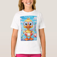 Cartoon Pool Party Duck with Snorkel and Swim Gear