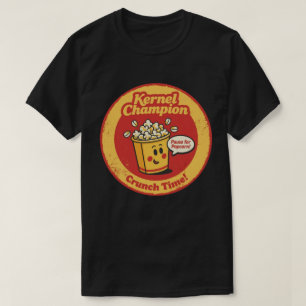 Cartoon Popcorn Bucket "Kernel Champion" Graphic T-Shirt