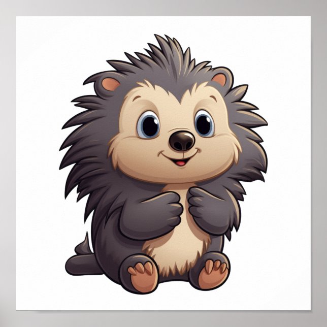 Cartoon porcupine illustration poster (Front)