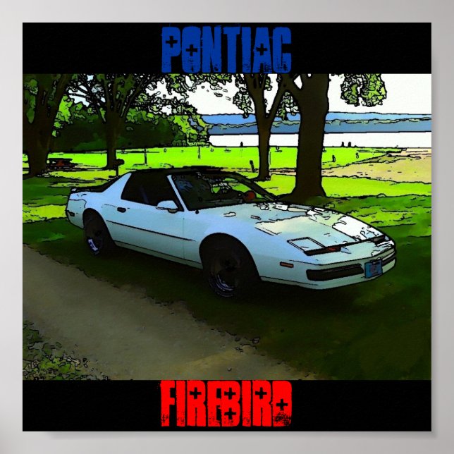Cartoon Poster of a 89 firebird (Front)