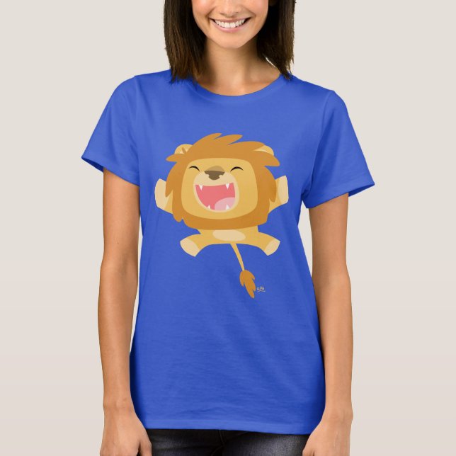 Cartoon Pouncing Lion Women T-shirt (Front)