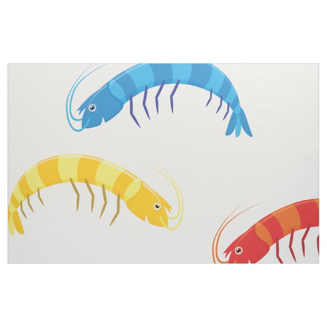 Cartoon Prawn/ Shrimp Fish Print Pattern Fabric (Fat Quarter)