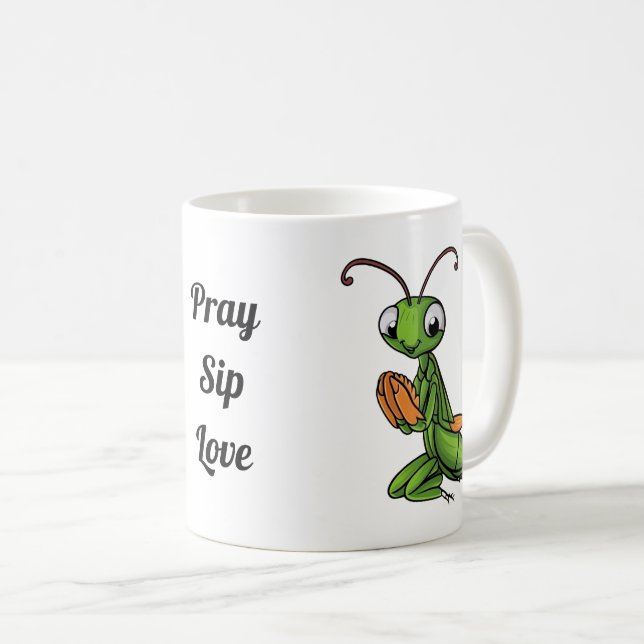 Cartoon Praying Mantis Personalised Coffee Mug (Front Right)