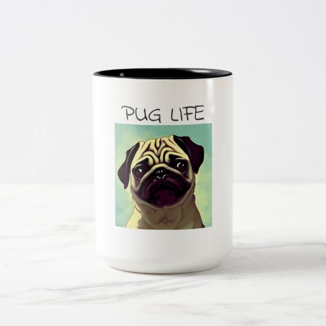 Cartoon Precious and Cutest Pug Mug Portrait (Center)