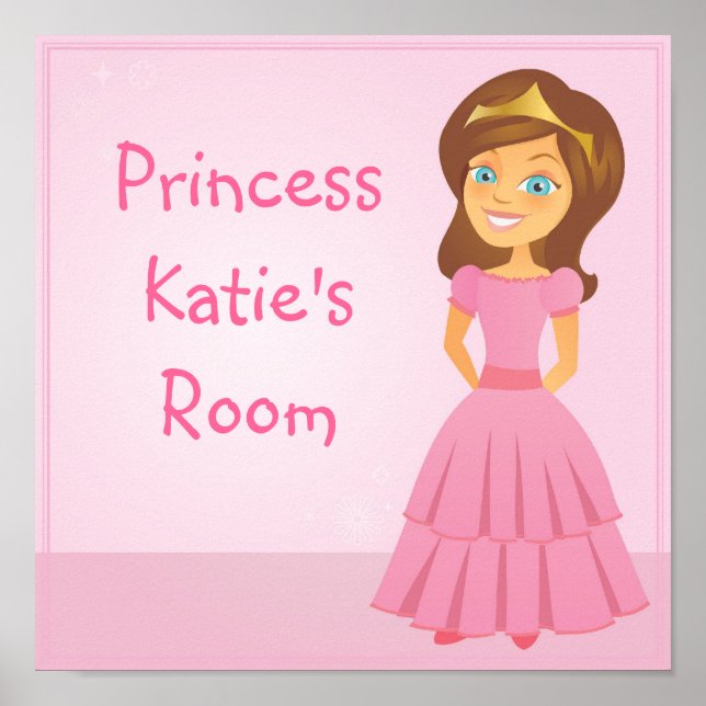 Cartoon Princess Customisable Children's Wall Art (Front)