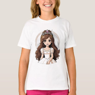 Cartoon Princess Long Hair Tiara Crown Ball Gown