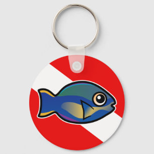 Cartoon Princess Parrotfish Dive Flag Key Ring