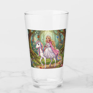Cartoon Princess Riding on the Unicorn Glass