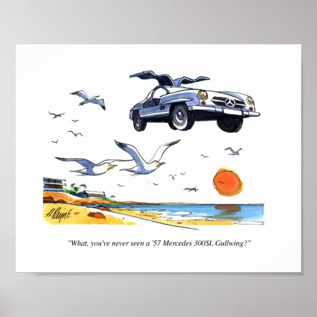 CARtoon print Gullwing Mercedes (Front)