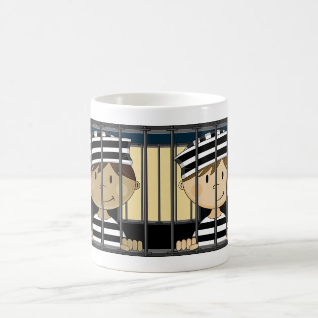 Cartoon Prisoners in Jail Cell Coffee Mug (Center)
