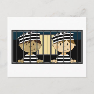 Cartoon Prisoners in Jail Cell Postcard