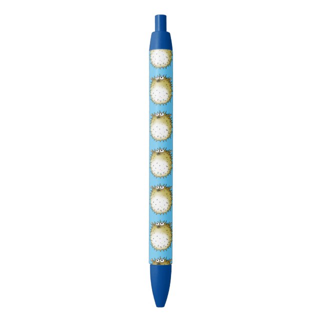 cartoon puffer fish black ink pen (Front Vertical)