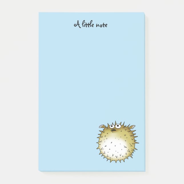 cartoon puffer fish post-it notes (Front)