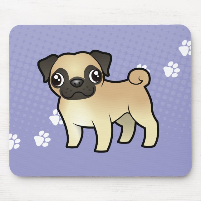 Cartoon Pug Mouse Pad (Front)