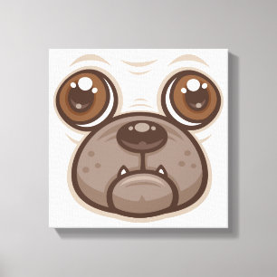 Cartoon Pug Mug Puppy Dog Face Canvas Print