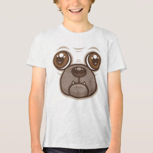 Cartoon Pug Mug Puppy Dog Face Tri-Blend Shirt