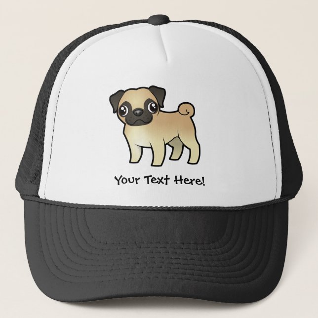 Cartoon Pug Trucker Hat (Front)