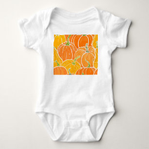 Cartoon pumpkin, cute autumn pattern. baby bodysuit