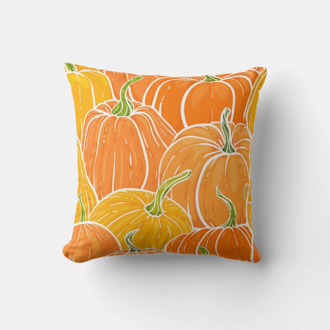 Cartoon pumpkin, cute autumn pattern. cushion (Front)