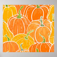 Cartoon pumpkin, cute autumn pattern.