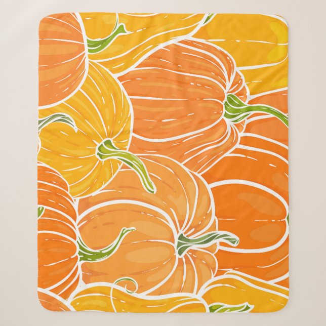 Cartoon pumpkin, cute autumn pattern. sherpa blanket (Front)