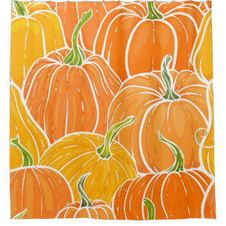 Cartoon pumpkin, cute autumn pattern. shower curtain