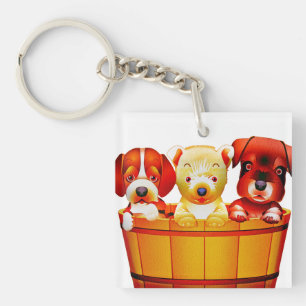Cartoon Puppies Key Ring
